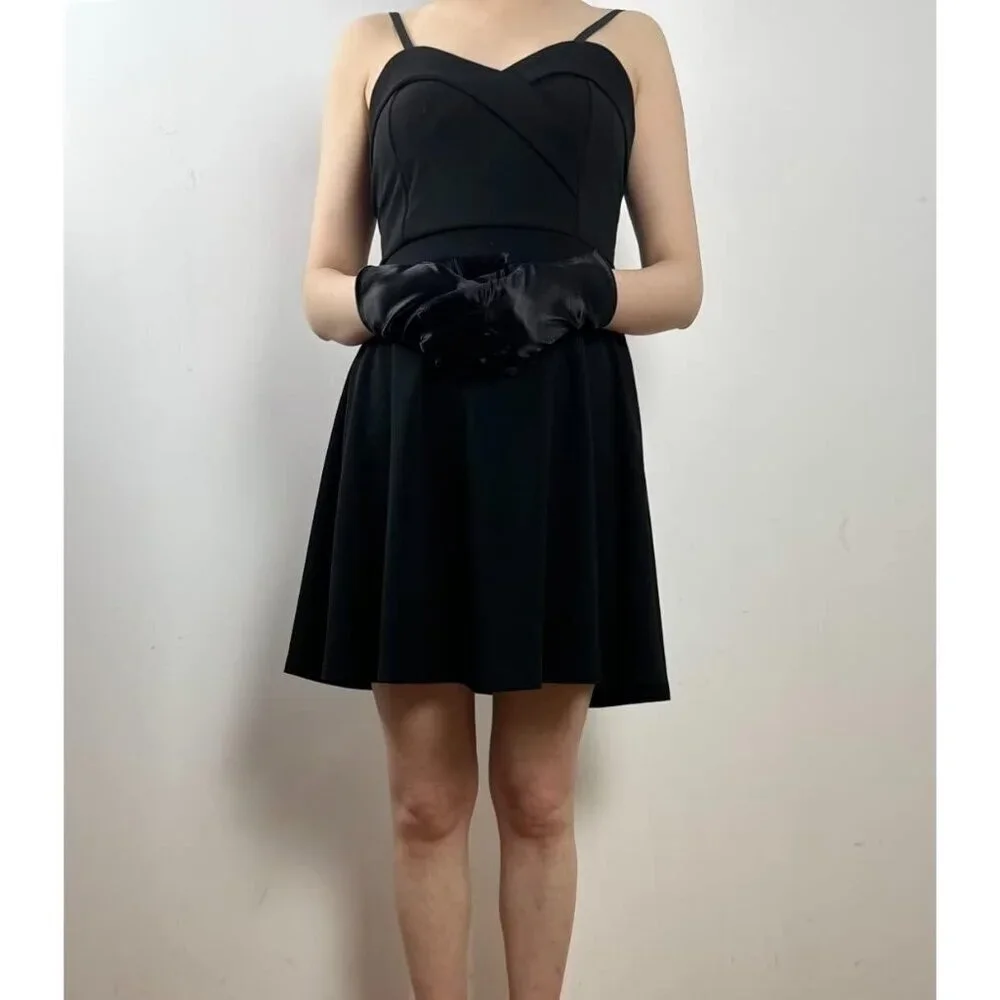 Women's Evening Blue Short Satin Lace Gloves Gothic Choker Necklace design